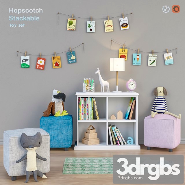 Toys and wardrobe hopscotch set 16 3dsmax Download - thumbnail 1