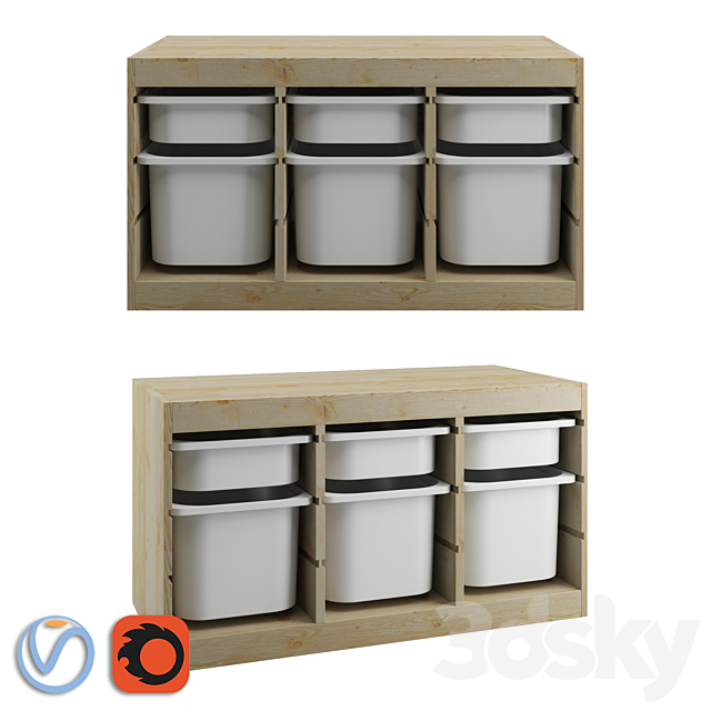 TROFAST Storage combination with boxes _ TROFAST storage module with containers 3ds Max - thumbnail 1