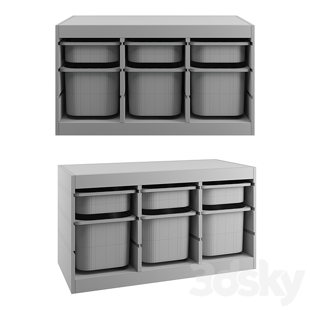 TROFAST Storage combination with boxes _ TROFAST storage module with containers 3ds Max - thumbnail 2