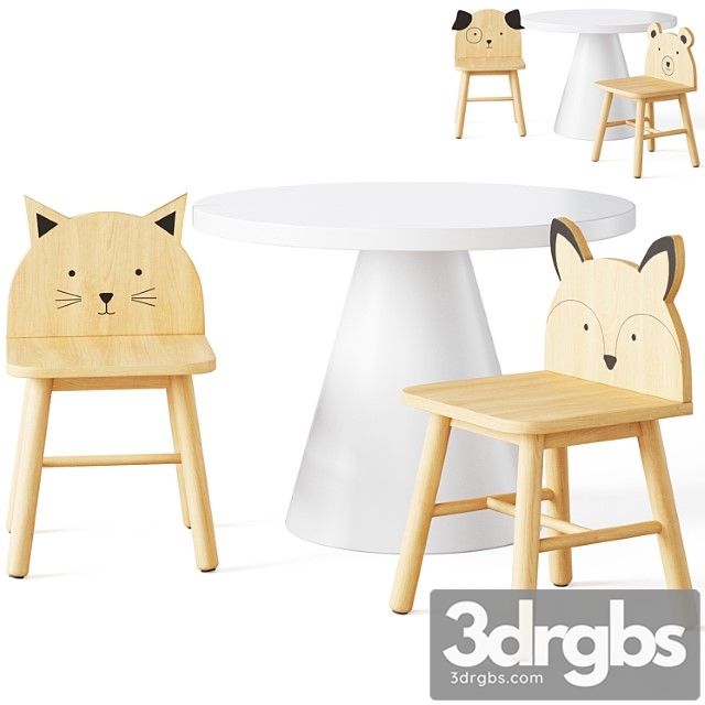 Animal kids chair & willy round play table - thumbnail 1