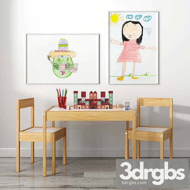 Childrens Table With Ikea Chairs and Xalingo Toy - thumbnail 1