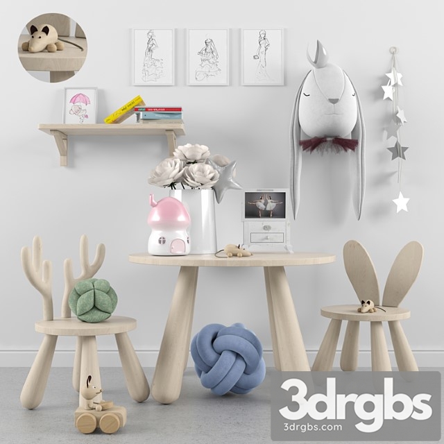 Decor For A Childrens Room With Toys 2 Table Chair 3dsmax Download - thumbnail 1