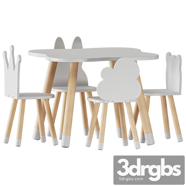 Fun wooden kids table and chairs set - thumbnail 1