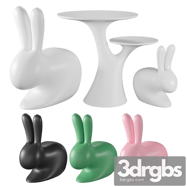 Qeeboo rabbit chair and rabbit tree 3dsmax Download - thumbnail 1