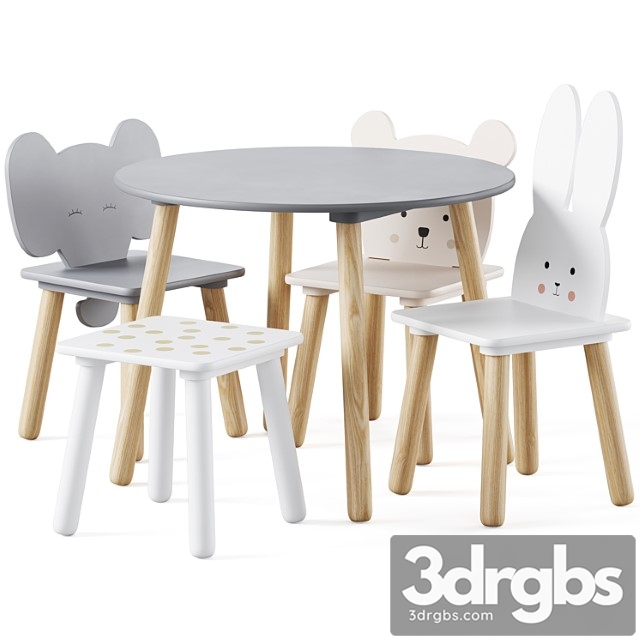 Table and animal kids chair by jabadabado - thumbnail 1