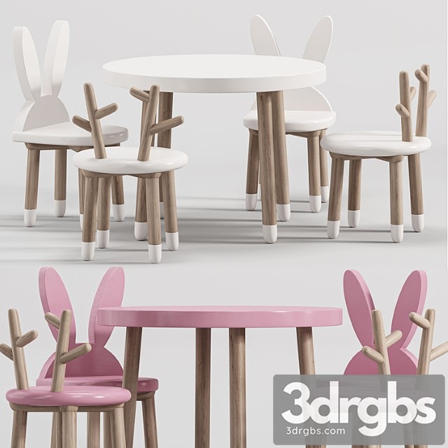 Wooden table chair set for kids 2 - thumbnail 1