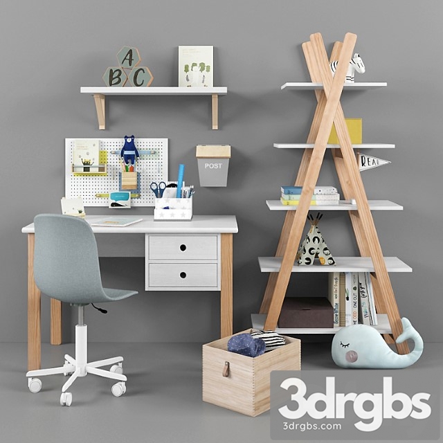 Writing desk and decor for a child 14 3dsmax Download - thumbnail 1