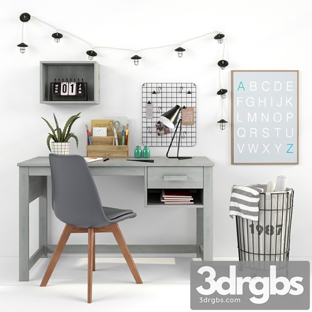 Writing-table and decor for a child 16 3dsmax Download - thumbnail 1