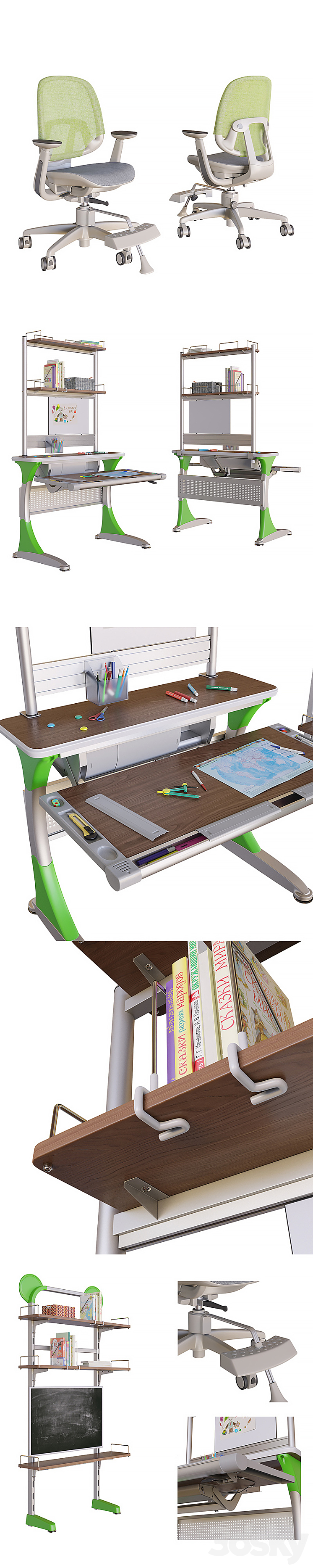 A set of furniture for the student 3DS Max - thumbnail 2