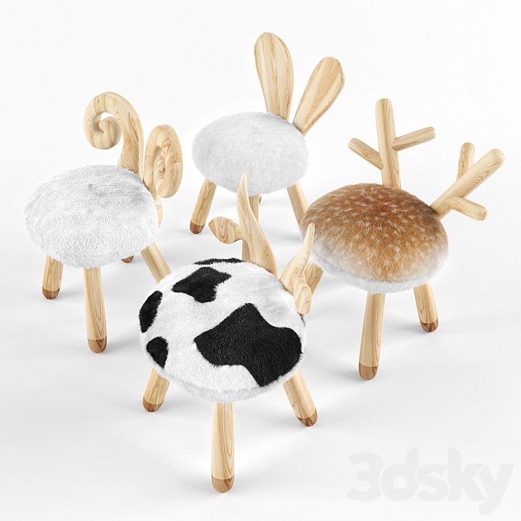 animal wooden set 3DS Max - thumbnail 2