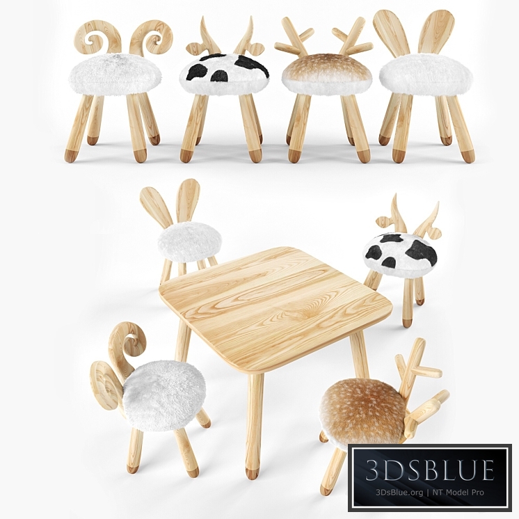 animal wooden set 3DS Max - thumbnail 3