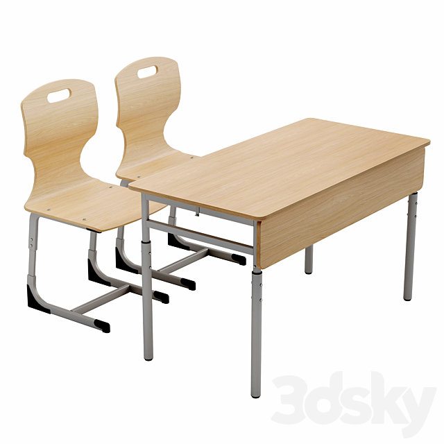 Chairs and double student desk Erudite FM-Imperial 3ds Max - thumbnail 1