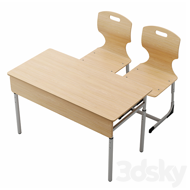 Chairs and double student desk Erudite FM-Imperial 3ds Max - thumbnail 2