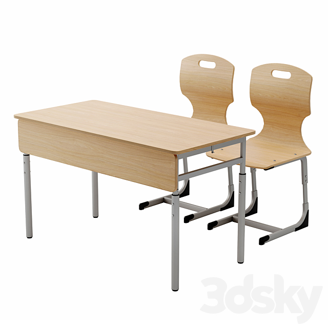 Chairs and double student desk Erudite FM-Imperial 3ds Max - thumbnail 3