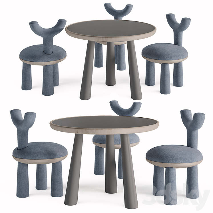 Children Table and Chairs set by Flow 3DS Max Model - thumbnail 3