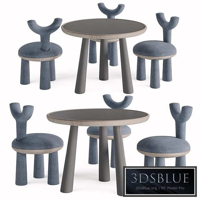 Children Table and Chairs set by Flow 3DS Max - thumbnail 3