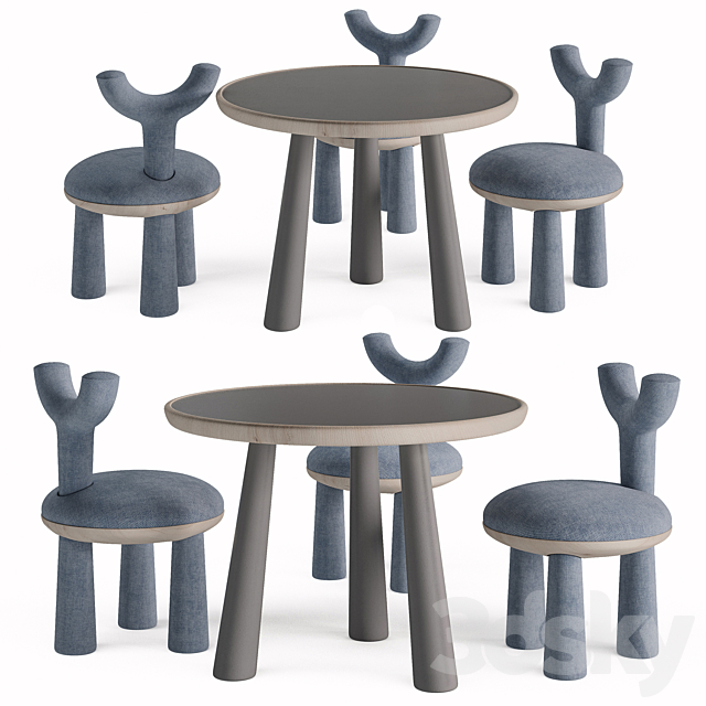 Children Table and Chairs set by Flow 3DS Max Model - thumbnail 1