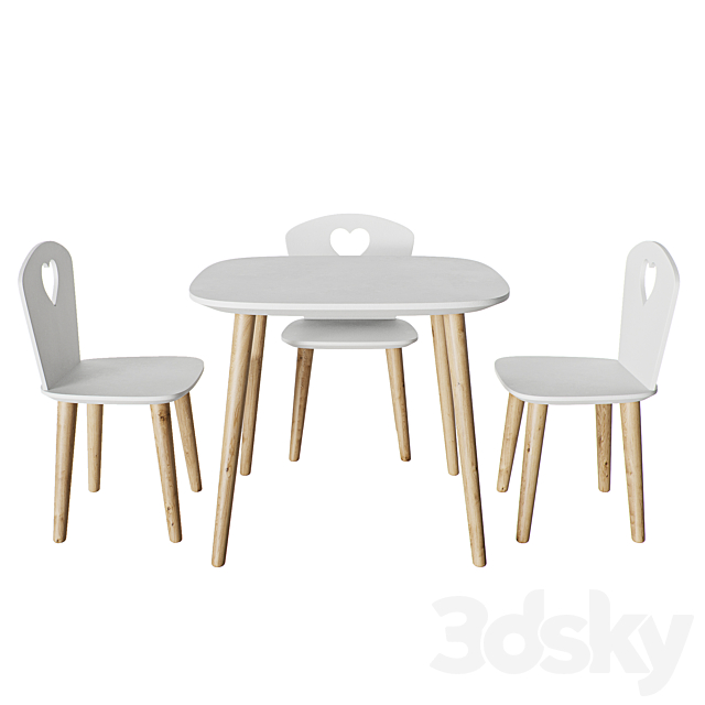 Children’s chair and table 3ds Max - thumbnail 1