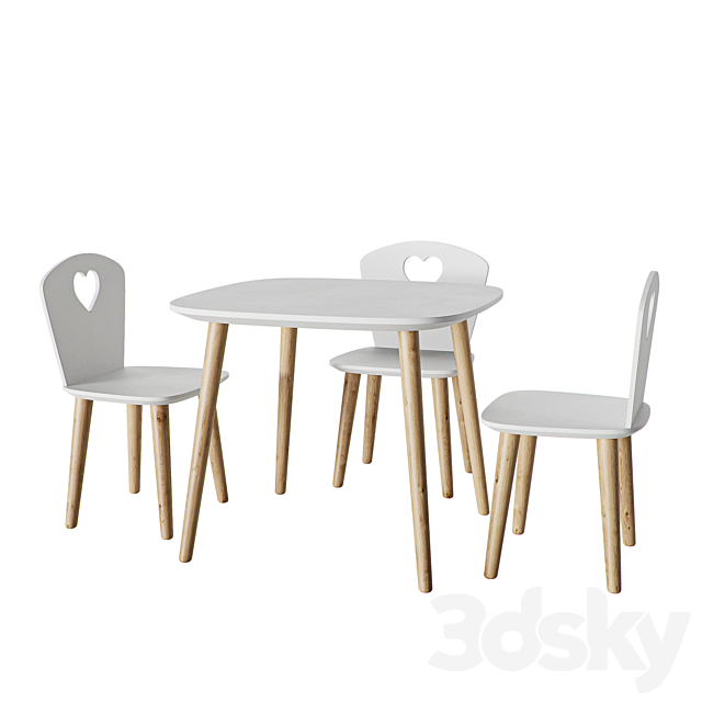 Children’s chair and table 3ds Max - thumbnail 2