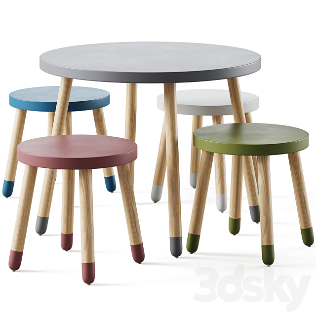 Childrens table and stools by Flexa 3ds Max - thumbnail 1