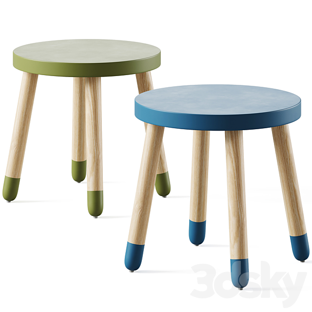 Childrens table and stools by Flexa 3ds Max - thumbnail 2