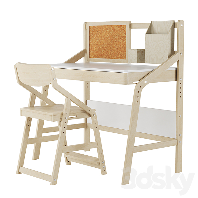 Child’s growing table and chair Uno 3ds Max - thumbnail 1