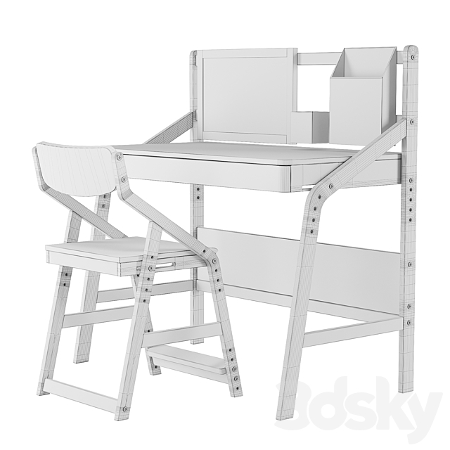 Child’s growing table and chair Uno 3ds Max - thumbnail 2