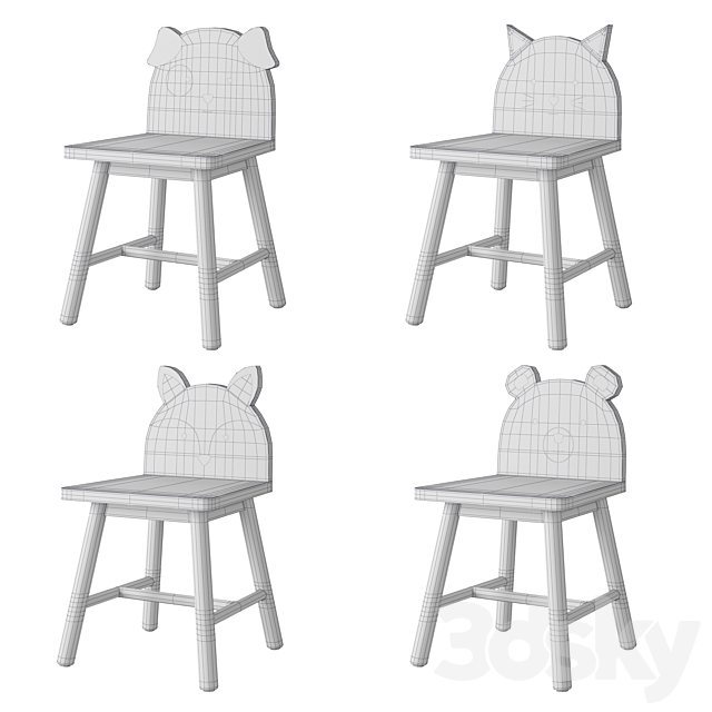 Crate and Barrel Animal Kids Chair 3DS Max Model - thumbnail 7