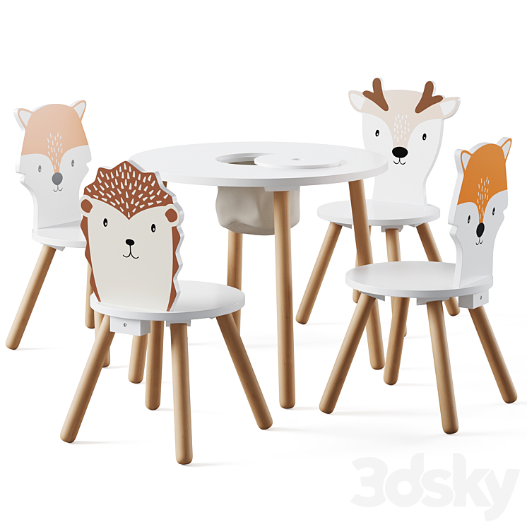 Dandelion Toddler Table & Animal Toddler Chair by Great little 3DS Max Model - thumbnail 1