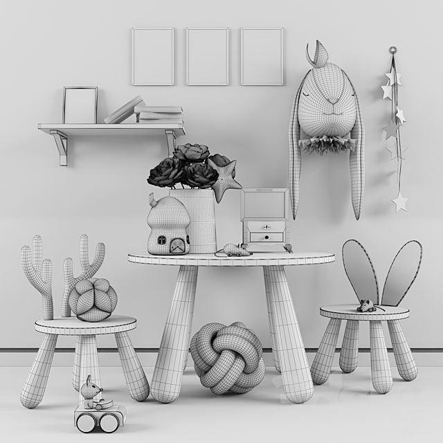 Decor for a children’s room with toys 2. Table chair 3ds Max - thumbnail 3