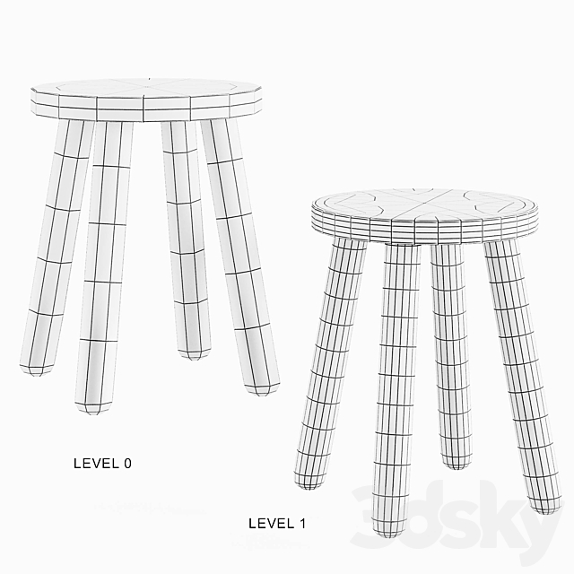 Dilcia Stool 3DS Max Model - thumbnail 6