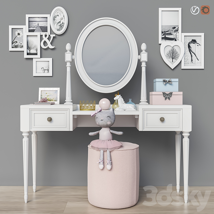 Dressing table (2 options for children for adults) set 19 3DS Max - thumbnail 1