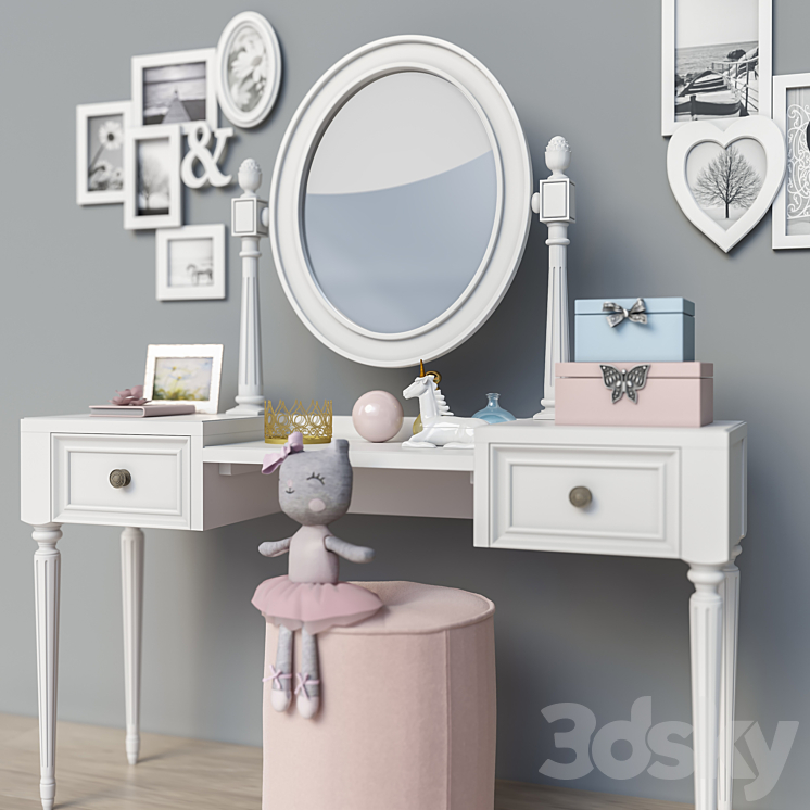 Dressing table (2 options for children for adults) set 19 3DS Max - thumbnail 2