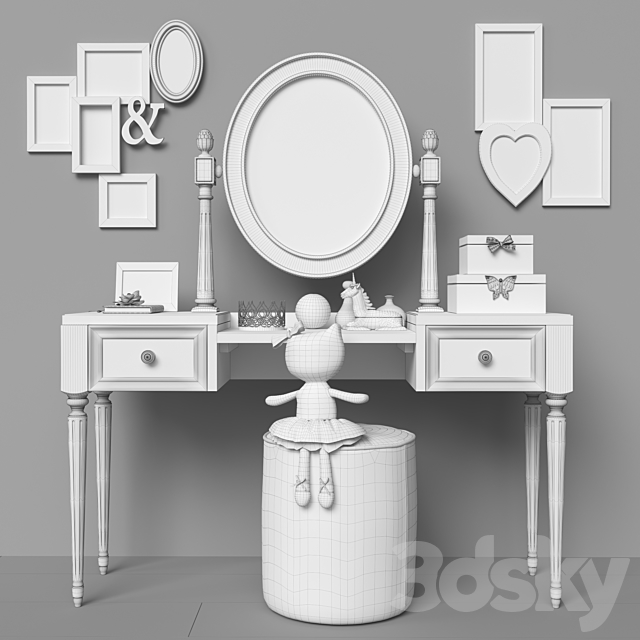 Dressing table (2 options for children. for adults) set 19 3DSMax File - thumbnail 3