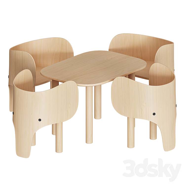 Elephant Chair & Table by EO 3DS Max - thumbnail 1