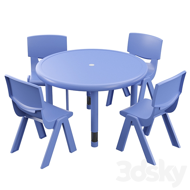 Hafner 5 Piece Circular Activity Table 3DSMax File - thumbnail 1