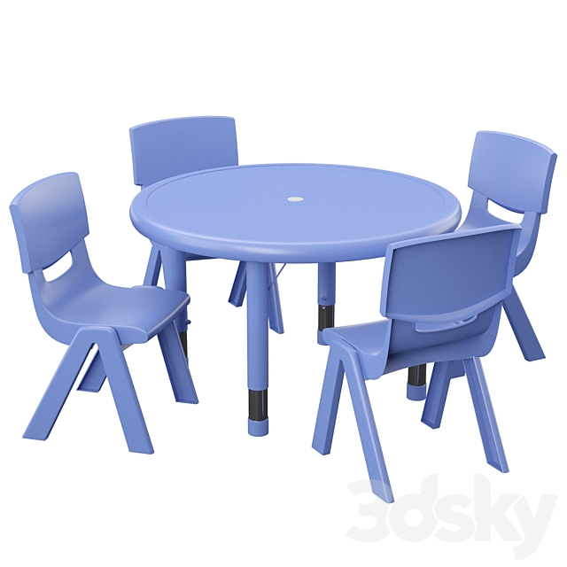 Hafner 5 Piece Circular Activity Table 3DSMax File - thumbnail 2