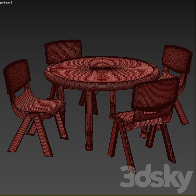 Hafner 5 Piece Circular Activity Table 3DSMax File - thumbnail 3