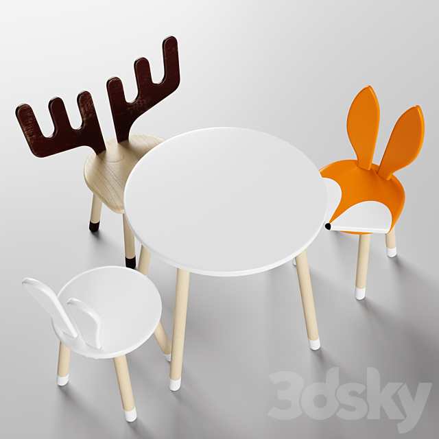 ?hildren’s chairs and table 3DSMax File - thumbnail 2