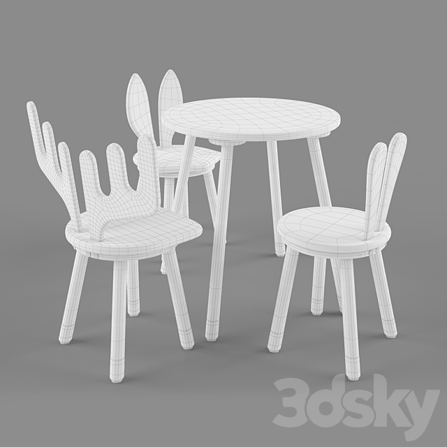 ?hildren’s chairs and table 3DSMax File - thumbnail 3