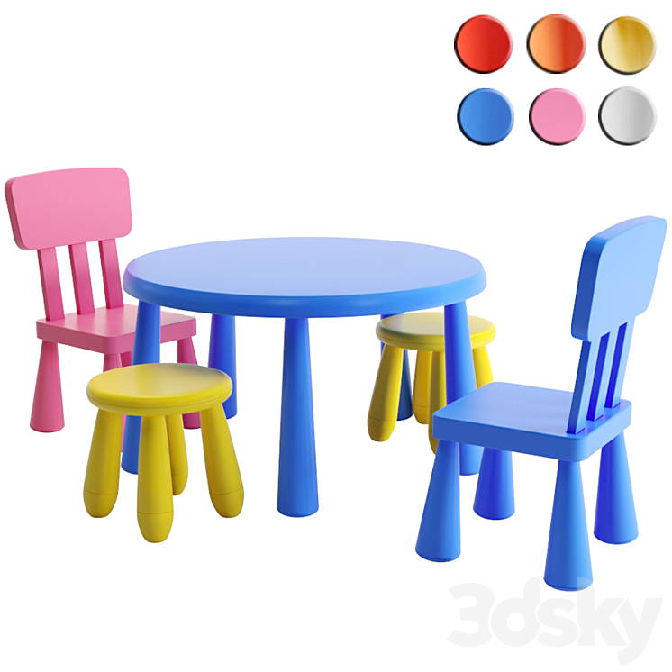 IKEA MAMMUT table chair stool 3DS Max - thumbnail 2