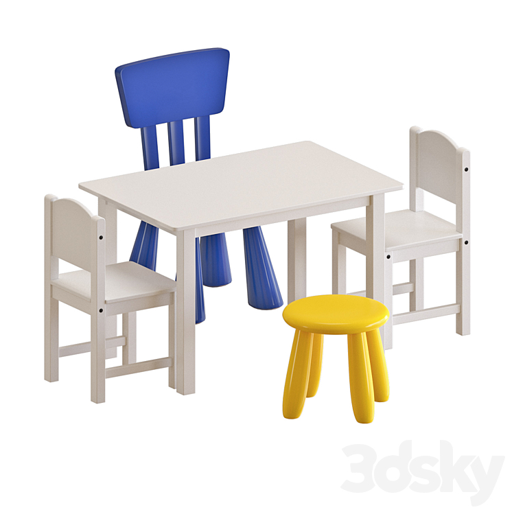 IKEA SUNDVIK Table and Chairs 3DS Max - thumbnail 1