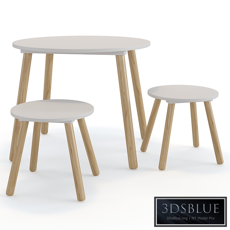 Jimi children's table and stool 3DS Max - thumbnail 3