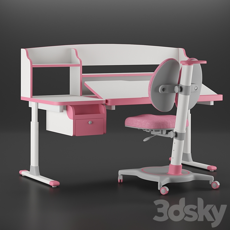 Kid desk and chair 3DS Max - thumbnail 1