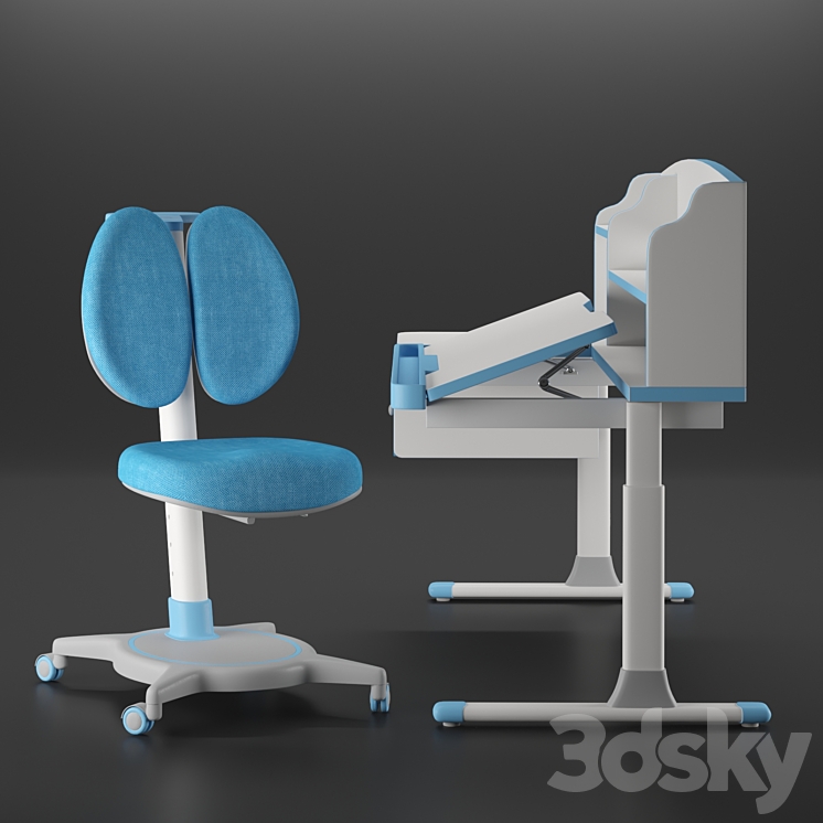 Kid desk and chair 3DS Max - thumbnail 2