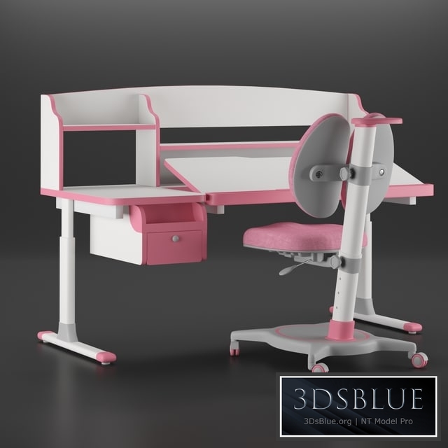 Kid desk and chair 3DS Max - thumbnail 3