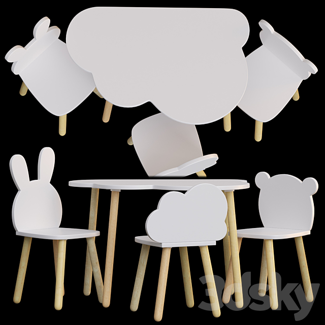 Kids Table and Chairs Set by Happy Baby 3ds Max - thumbnail 2