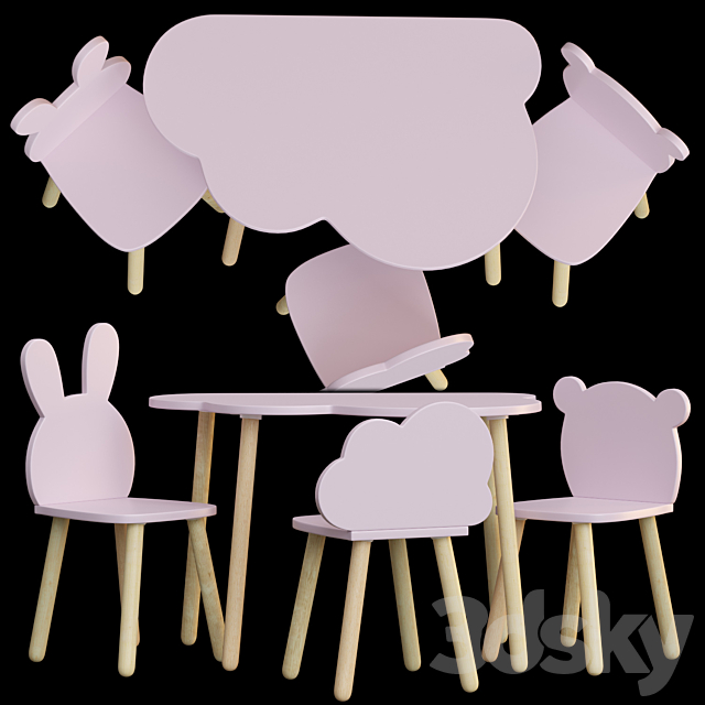 Kids Table and Chairs Set by Happy Baby 3ds Max - thumbnail 3