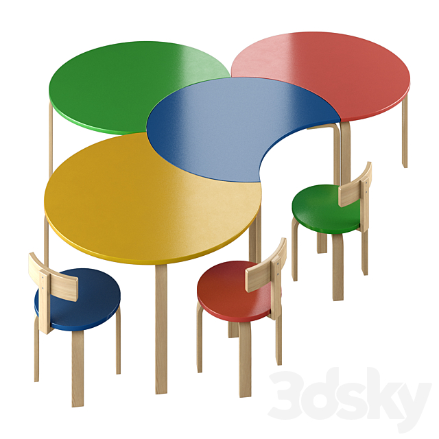 Kindergarten tables 3ds Max - thumbnail 1