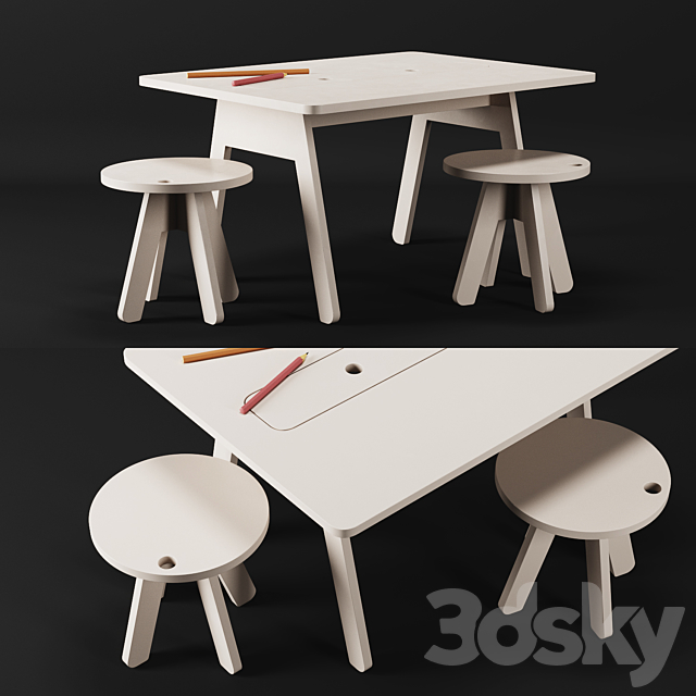 Kutikai Peekaboo Desk and Chairs 3DSMax File - thumbnail 1